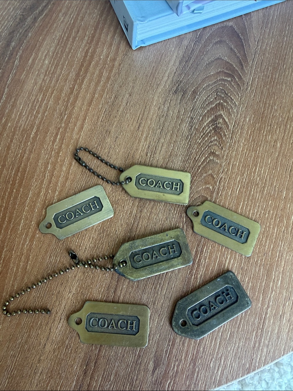 Coach Metal Hang Tags Lot of 6 Brass Tone Vintage Replacement Tags